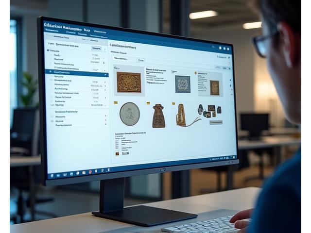 Gebruikersinterface van een collectiebeheersysteem op een computerscherm