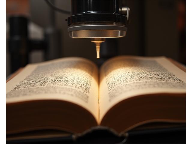 Gedetailleerde scan van een antiek boek op een digitale scanner